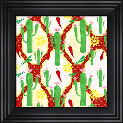 Framed Chili Fiesta Pattern II Print