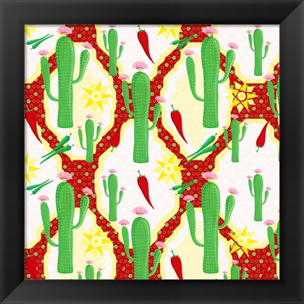 Framed Chili Fiesta Pattern II Print