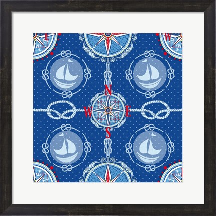Framed Nautical Navigation Pattern IV Print