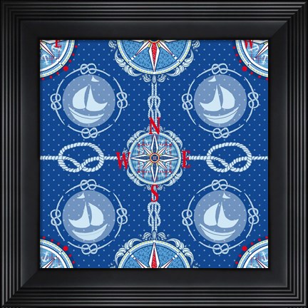 Framed Nautical Navigation Pattern IV Print