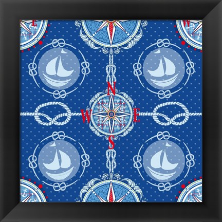 Framed Nautical Navigation Pattern IV Print