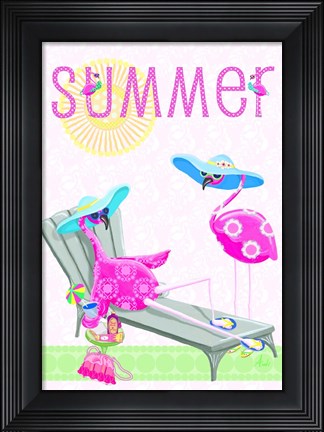 Framed Flamingo Summer I Print