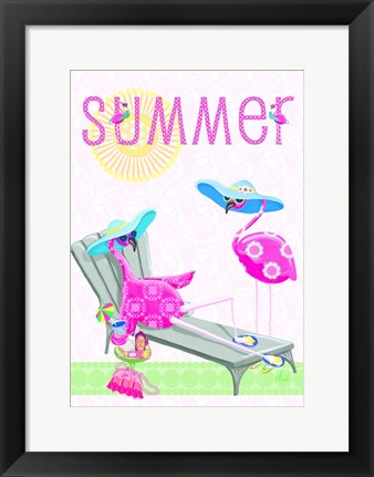 Framed Flamingo Summer I Print