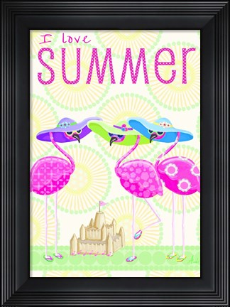 Framed Flamingo Summer II Print