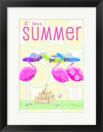 Framed Flamingo Summer II Print