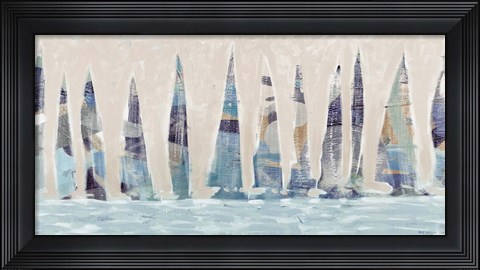 Framed Dozen Muted Boats Panel Print