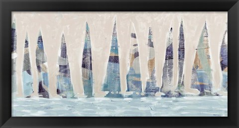 Framed Dozen Muted Boats Panel Print