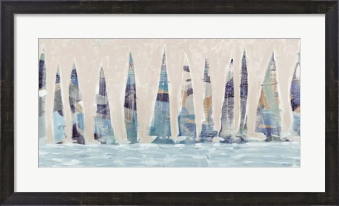 Framed Dozen Muted Boats Panel Print