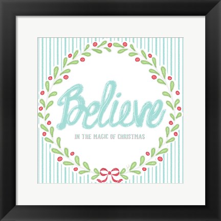 Framed Christmas Wreath II Print