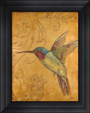 Framed Golden Hummingbird II Print