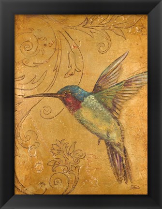 Framed Golden Hummingbird II Print