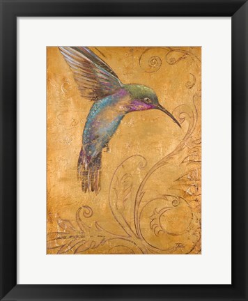 Framed Golden Hummingbird I Print