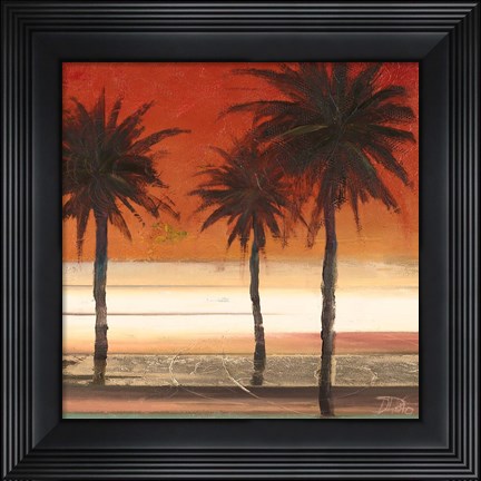 Framed Red Coastal Palms II Print