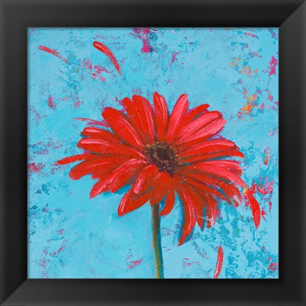 Framed Blue Tiny Flower Square I Print
