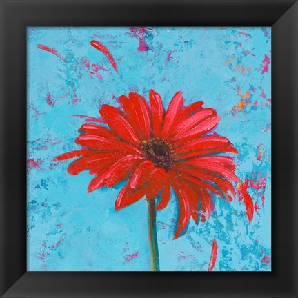 Framed Blue Tiny Flower Square I Print