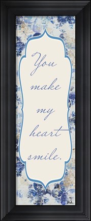 Framed Blue Quadrefoil With Words I Print