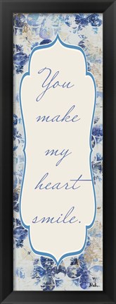 Framed Blue Quadrefoil With Words I Print