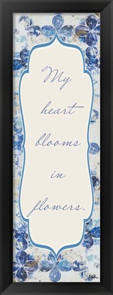 Framed Blue Quadrefoil With Words II Print
