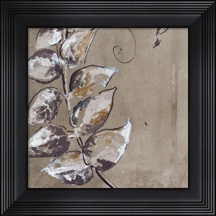 Framed Watercolor Leaves Square I Print