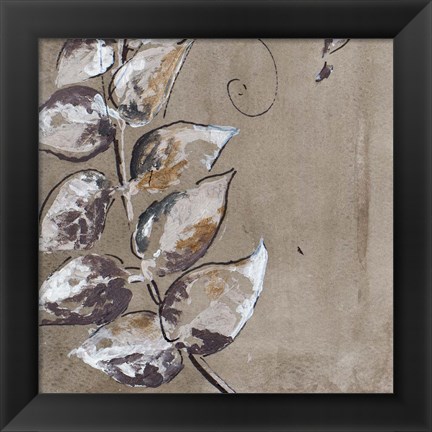 Framed Watercolor Leaves Square I Print