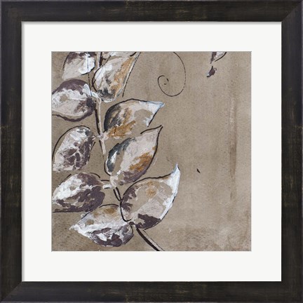 Framed Watercolor Leaves Square I Print