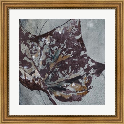 Framed Watercolor Leaves Square II Print