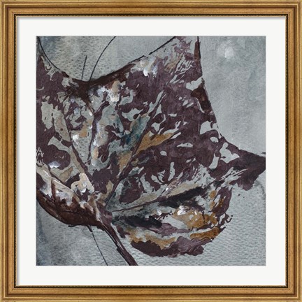 Framed Watercolor Leaves Square II Print