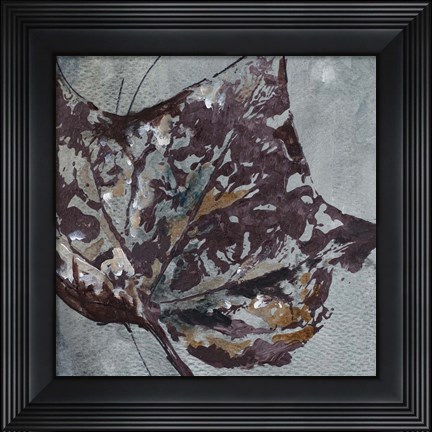 Framed Watercolor Leaves Square II Print