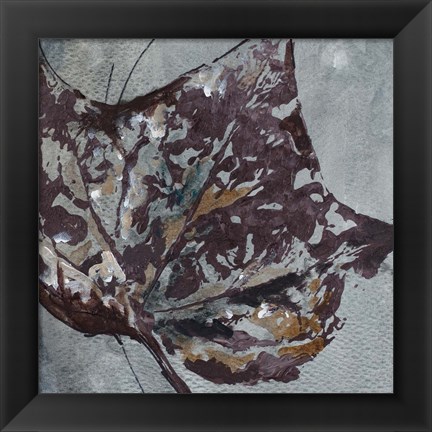 Framed Watercolor Leaves Square II Print