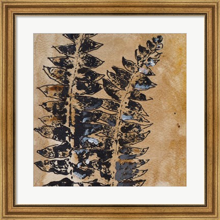Framed Watercolor Leaves Square III Print