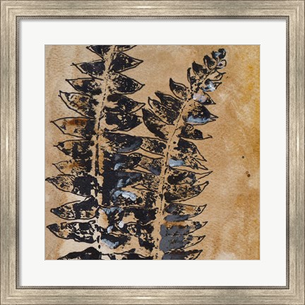 Framed Watercolor Leaves Square III Print