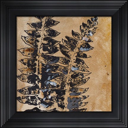 Framed Watercolor Leaves Square III Print