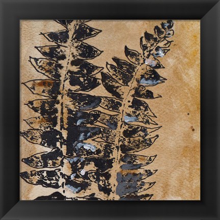 Framed Watercolor Leaves Square III Print