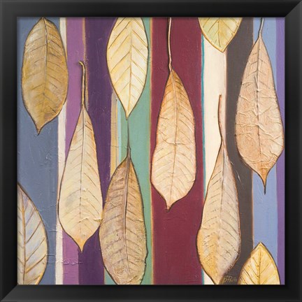 Framed Leaves And Stripes I Print