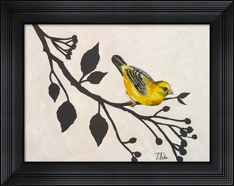 Framed Yellow Bird On the Branch I Print