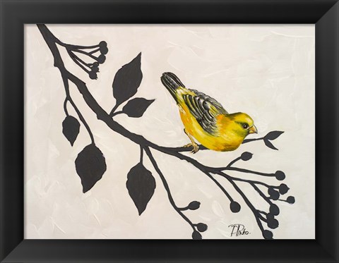 Framed Yellow Bird On the Branch I Print