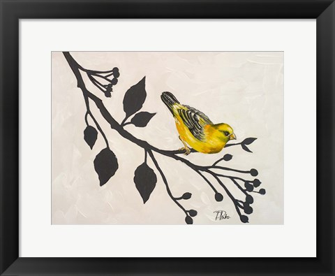 Framed Yellow Bird On the Branch I Print