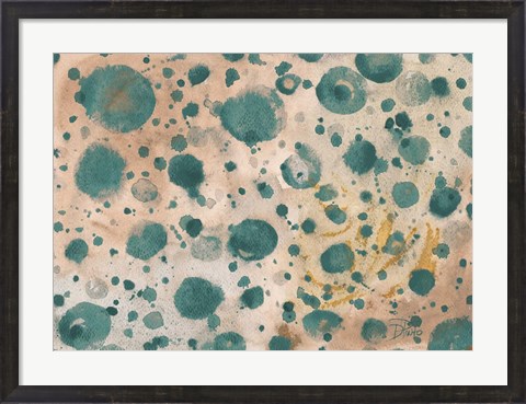 Framed Rustic Turquoise Dots Print