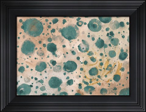 Framed Rustic Turquoise Dots Print