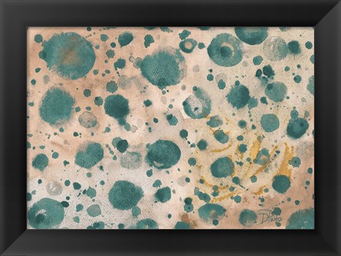 Framed Rustic Turquoise Dots Print