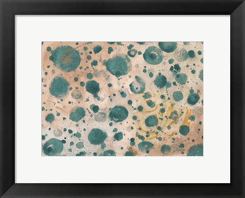 Framed Rustic Turquoise Dots Print