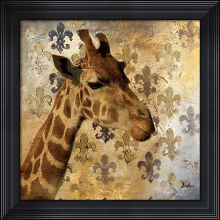 Framed Golden Safari III (Giraffe) Print