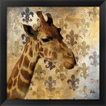 Framed Golden Safari III (Giraffe) Print