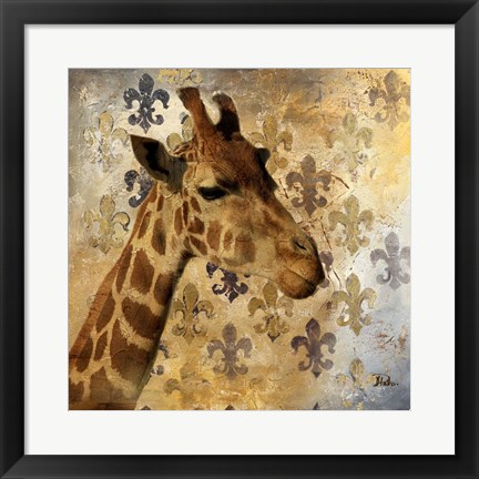 Framed Golden Safari III (Giraffe) Print