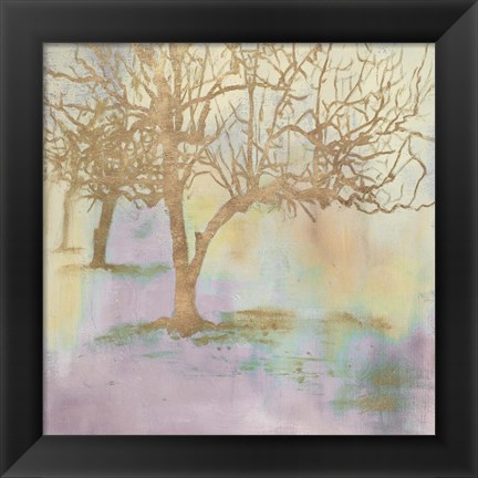 Framed Gold Serene Forest II Print