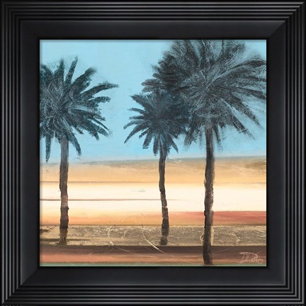 Framed Coastal Palms on Aqua Print