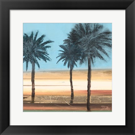 Framed Coastal Palms on Aqua Print