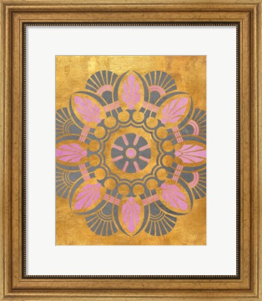 Framed Gray and Pink Medallion II Print