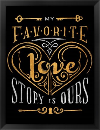 Framed Black &amp; Gold Love Story Print