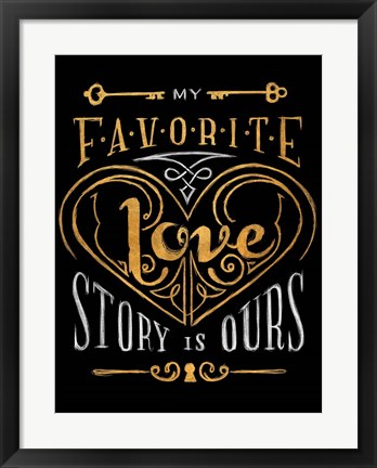 Framed Black &amp; Gold Love Story Print